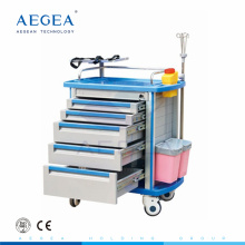AG-ET001A1 genehmigt ABS Material Notfall Krankenhaus Pflege Medizin Wagen mit Aluminium-Säulen